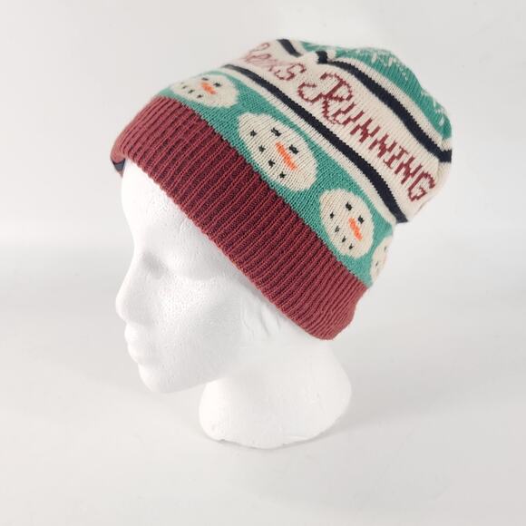 Brooks Running F22 Run Merry Pom Beani Heat Unisex Snowman Holiday Christmas - Picture 3 of 6